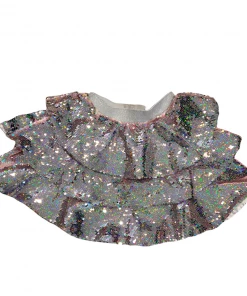Lola + The Boys 3 Layers Shimmering Silver Sequin Skirt Girls