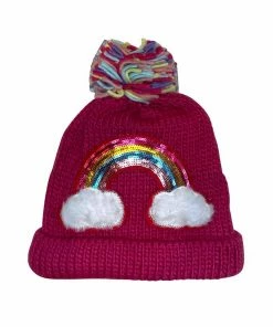 Lola & The Boys Fuzzy Rainbow Fringe Beanies