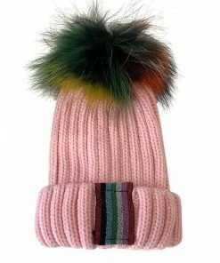 Lola + The Boys Girls Metallic Rainbow Stripe Beanie