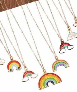 Lola + The Boys Girls Rainbow Charm Necklace