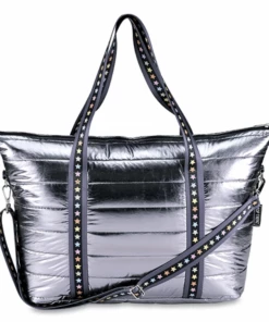 Top Trenz Girls Metallic Tufted Weekender Bags