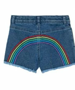 Lola + The Boys Girls Embroidered Rainbow Denim Shorts 9 Lola + The Boys Girls Embroidered Rainbow Denim Shorts