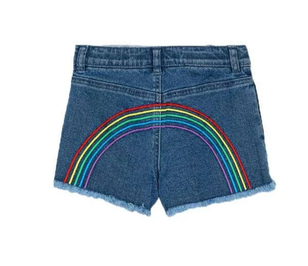 Lola + The Boys Girls Embroidered Rainbow Denim Shorts 5 Lola + The Boys Girls Embroidered Rainbow Denim Shorts