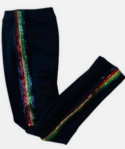 Lola + The Boys New Arrivals Rainbow Sequin Stripe Leggings