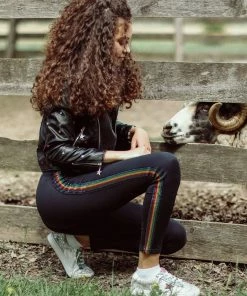 Lola + The Boys New Arrivals Rainbow Sequin Stripe Leggings