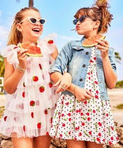 Lola + The Boys Girls Cherry Polka Dot Dress