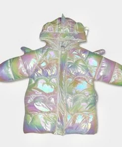 Lola + The Boys Iridescent Unicorn Puffer Coat