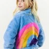 Lola + The Boys Rainbow Faux Fur Coat Baby Blue New Arrivals
