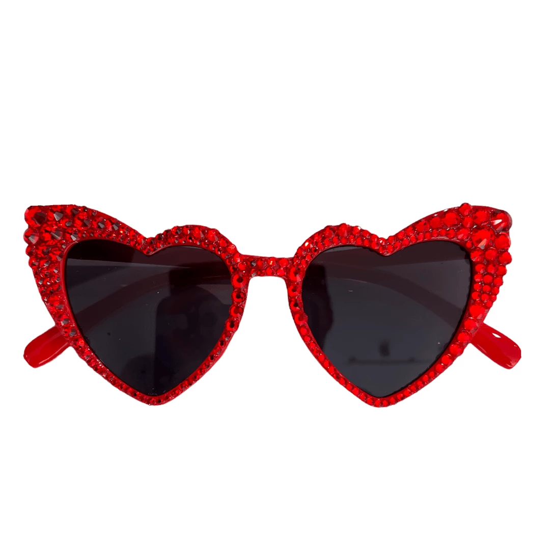 Lola + The Boys Crystal Encrusted Heart Sunnies 3 Lola + The Boys Crystal Encrusted Heart Sunnies