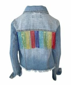 Lola + The Boys Crystal Rainbow Tassel Denim