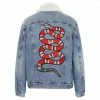 Lola + The Boys Denim Snake Sherpa Jacket