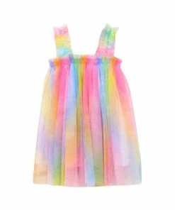 Lola + The Boys Girls Ombré Rainbow Tulle Dress