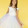 Lola + The Boys Girls Glitter Wing Unicorn Pastel Dress