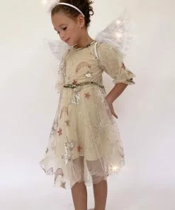 Lola + The Boys Girls Golden Star Party Dress
