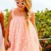 Lola + The Boys Peachy Daisy Tulle Girls Dress