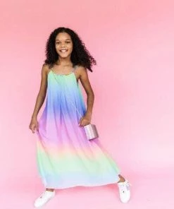 Lola + The Boys Rainbow Ombre Gem Dress