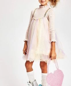 Lola + The Boys Girls Rainbow Shimmer Tulle Dress