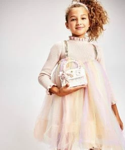Lola + The Boys Girls Rainbow Shimmer Tulle Dress