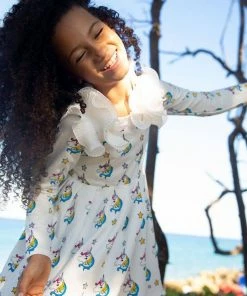 Lola + The Boys Rainbow Unicorn Dream Dress Girls