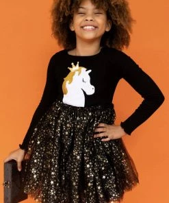 Lola + The Boys Sleepy Unicorn Stardust Tutu Dress Girls