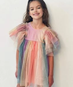 Lola + The Boys Sunset Rainbow Tulle Dress Girls