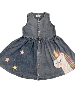 Lola + The Boys Unicorn Stars Denim Dress New Arrivals
