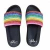 Lola & The Boys Black Glitter Rainbow Slides