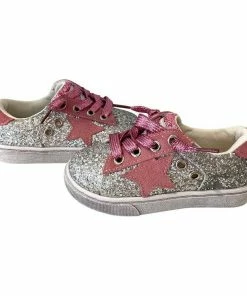 Lola + The Boys Girls Glitter Pink Star Sneakers