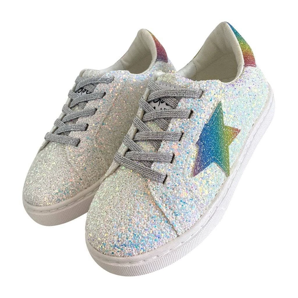 Lola + The Boys Girls Rainbow Star Glitter Sneaker 3 Lola + The Boys Girls Rainbow Star Glitter Sneaker