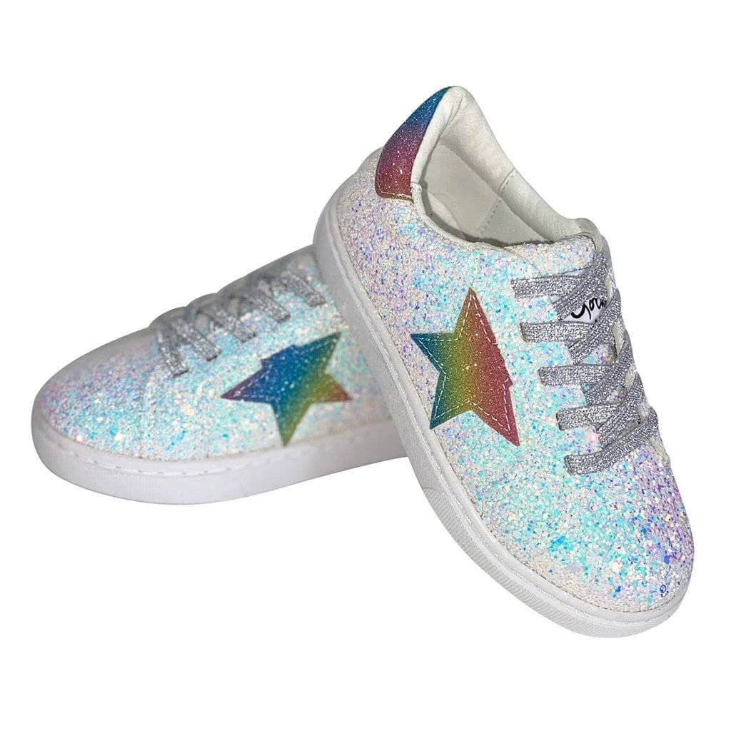 Lola + The Boys Girls Rainbow Star Glitter Sneaker 4 Lola + The Boys Girls Rainbow Star Glitter Sneaker