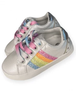 Lola + The Boys Girls Rainbow Striped Sneakers