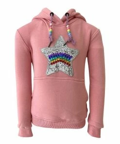 Lola + The Boys Girls Sequin Star Candy Hoodie