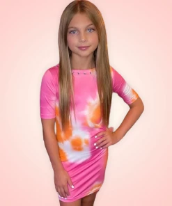 Lola + The Boys Sherbet Tie Dye Dress Girls