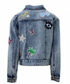 Lola + The Boys Girls All About The Patch Crop Denim Jacket