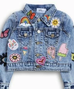 Lola + The Boys Girls All About The Patch Crop Denim Jacket