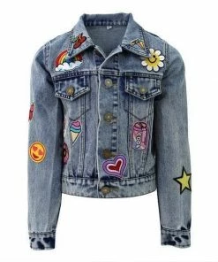 Lola + The Boys Girls All About The Patch Crop Denim Jacket