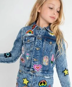 Lola + The Boys Girls All About The Patch Crop Denim Jacket
