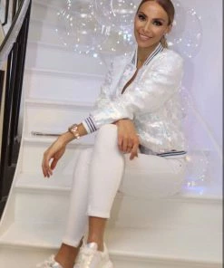 Lola + The Boys Girls Iridescent Star Sequin Bomber