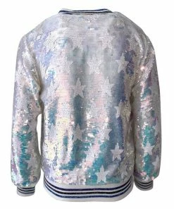 Lola + The Boys Girls Iridescent Star Sequin Bomber