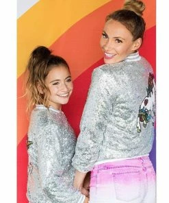 Lola & The Boys Girls Unicorn Sequin Bomber