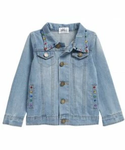 Lola + The Boys Happy Rainbow Gems Denim Jacket