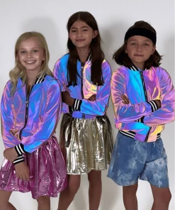Lola + The Boys Girls Hologram Reflective Bomber