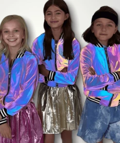 Lola + The Boys Girls Hologram Reflective Bomber