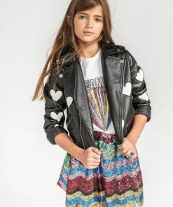 Lola + The Boys Girls I Heart You Vegan Leather Jacket