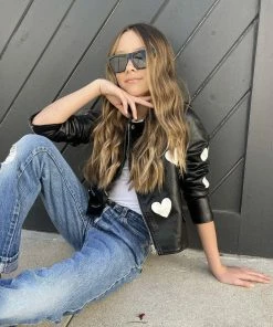 Lola + The Boys Girls I Heart You Vegan Leather Jacket