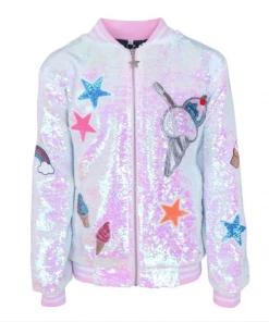 Lola + The Boys Ice Cream Sequin Flip Bomber