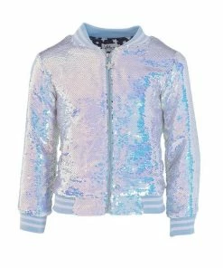 Lola + The Boys Iridescent Angel Sequin Flip Bomber Girls