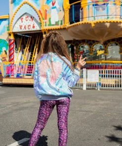 Lola + The Boys Iridescent Angel Sequin Flip Bomber Girls
