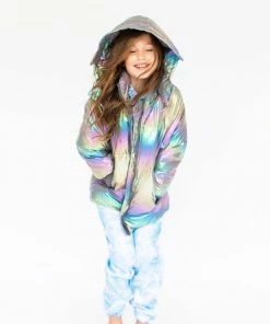 Lola + The Boys Girls Metallic Ombré Puffer