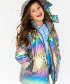 Lola + The Boys Girls Metallic Ombré Puffer